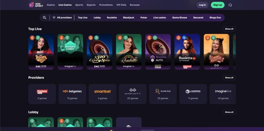 WinSpirit Casino jackpot games